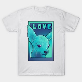 blue chihuahua LOVE pop art design T-Shirt